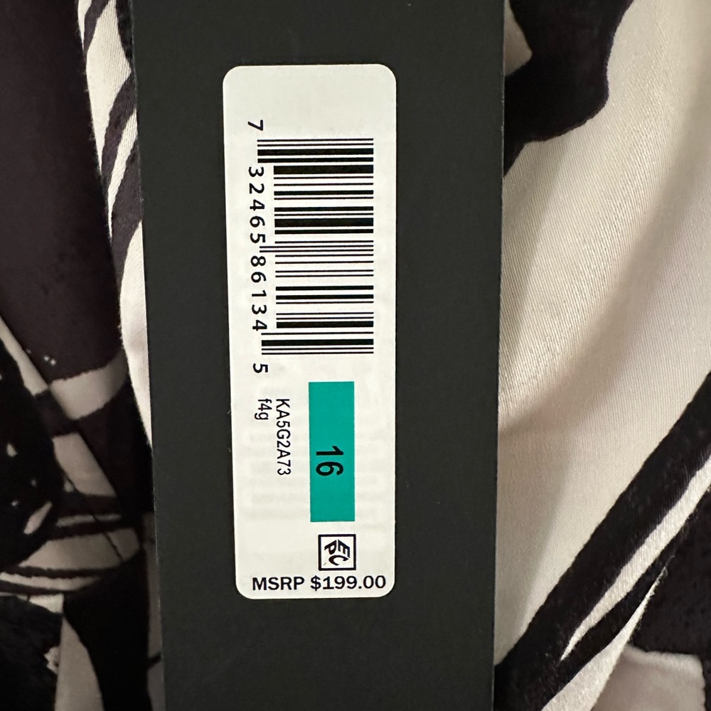 Donna Karan New York Black & White Floral Belted Maxi Dress- Plus Size - Picture 11 of 16